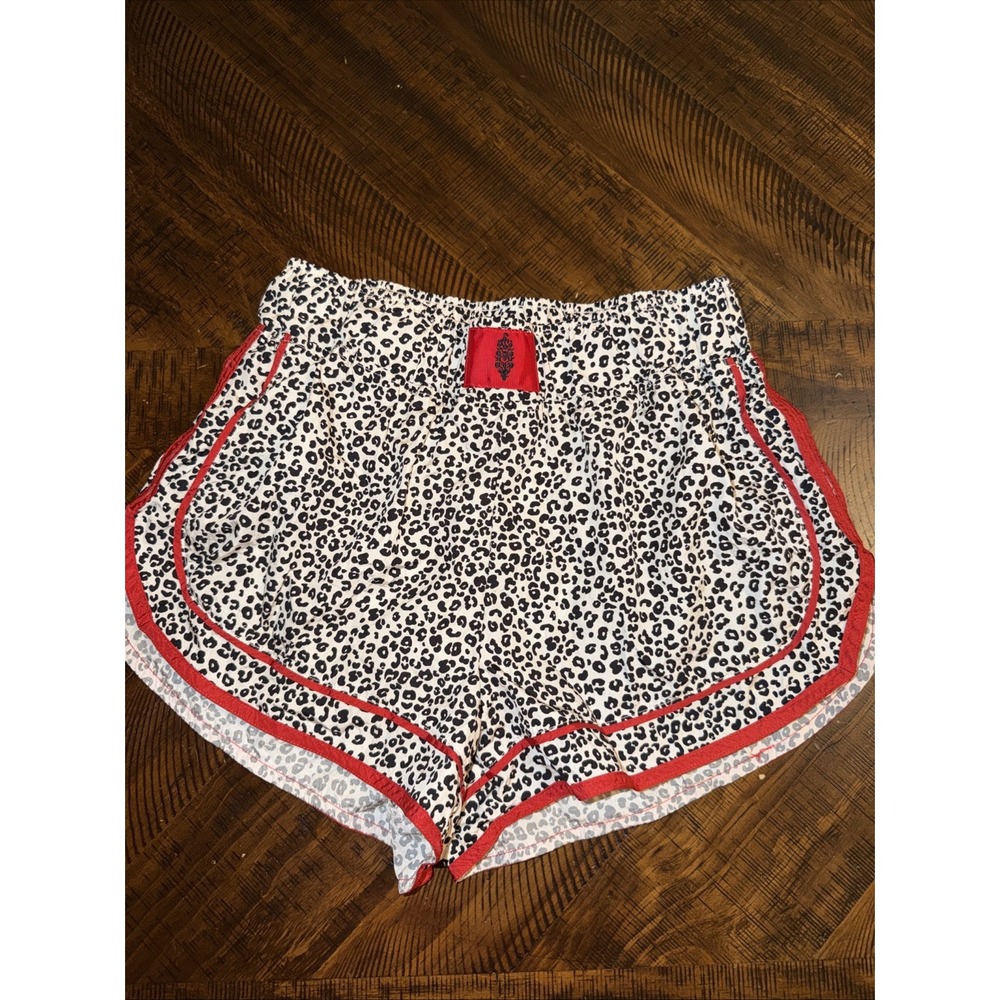 Free People FP Movement Athletic Run Shorts Black Red Animal Print Athleisure